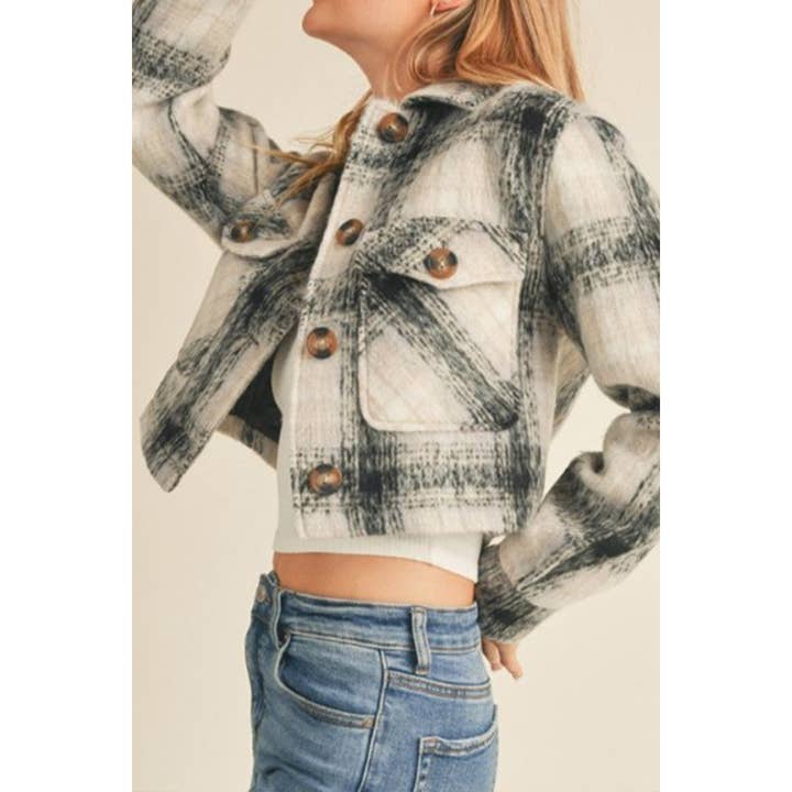 CROP PLAID SHACKET for wholesale by Timeless