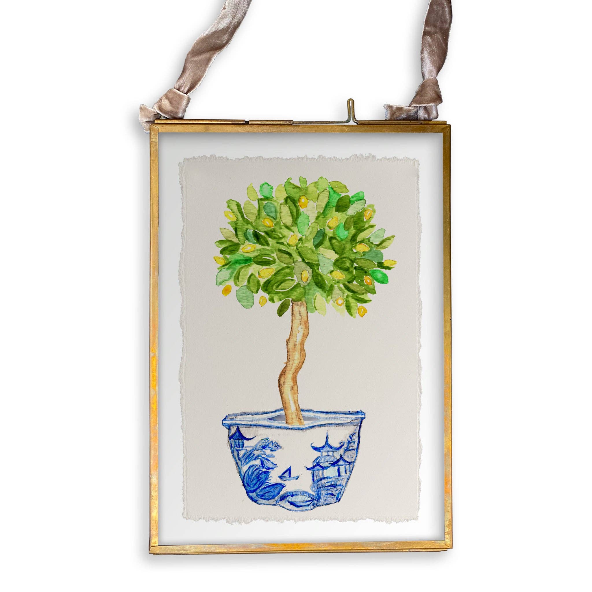 French Graffiti - Vendita all'ingrosso Strofinacci - Ciotola blu e bianca con albero di limone13