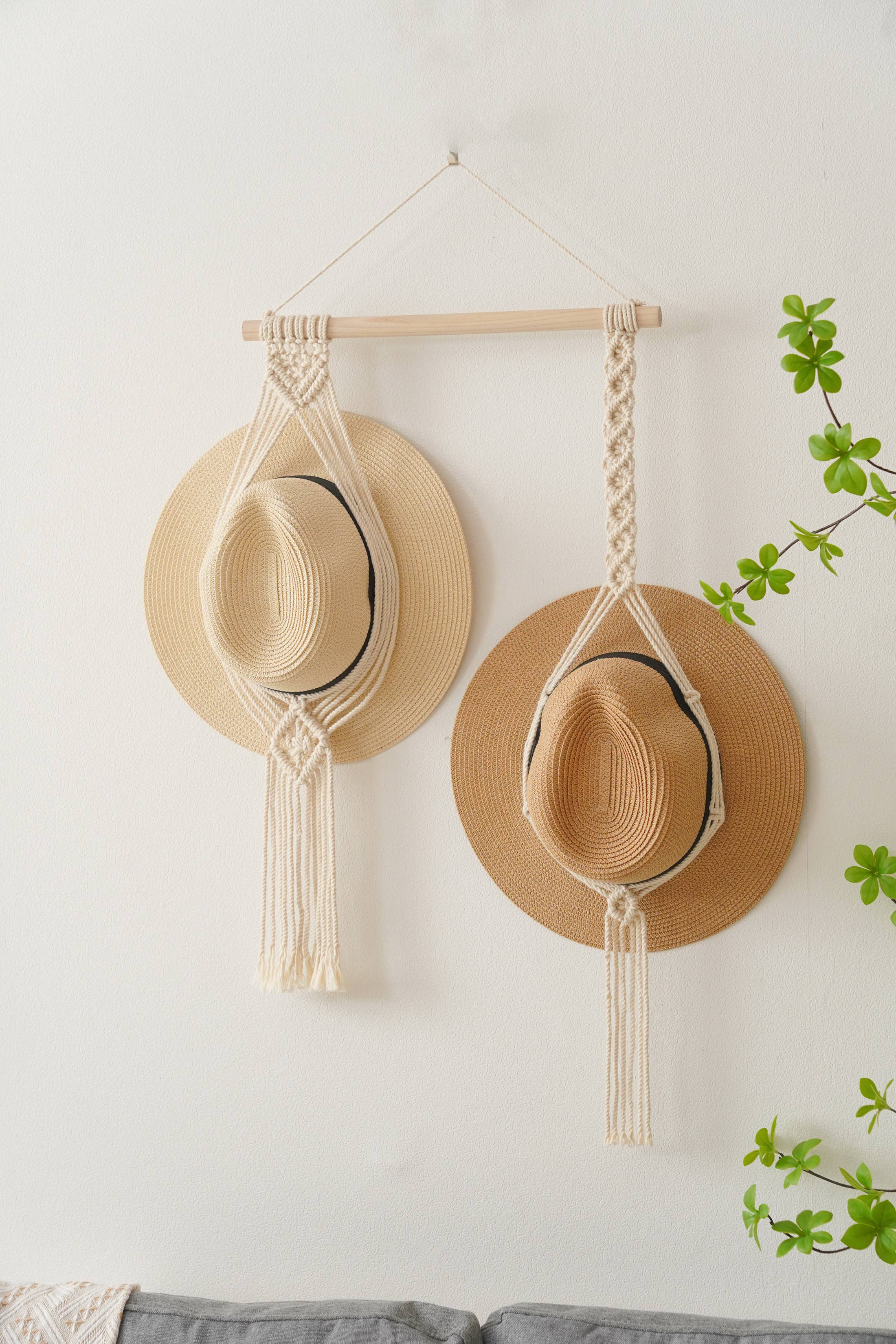 BeanDaikon - Vendita all'ingrosso Portacappelli - Espositore per cappelli in macramè, decorazione da parete, H1213