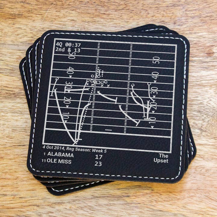 Greatest Ole Miss Football Plays: Leatherette Coasters for wholesale by Playbook Products