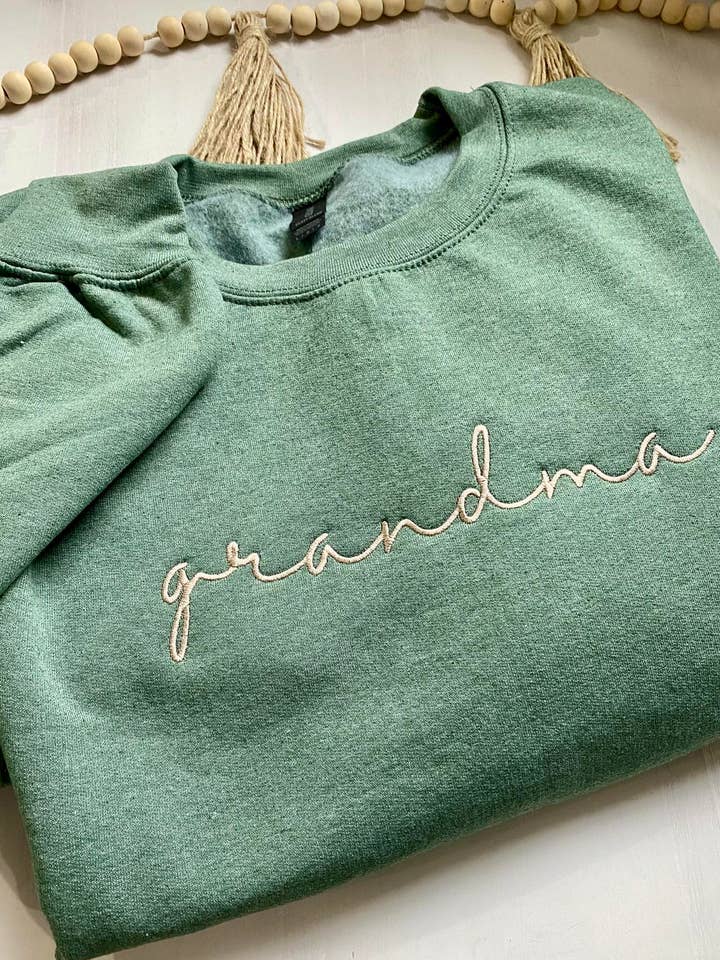 Embroidered Grandma Sweatshirt for wholesale by Wandering Wild Boutique
