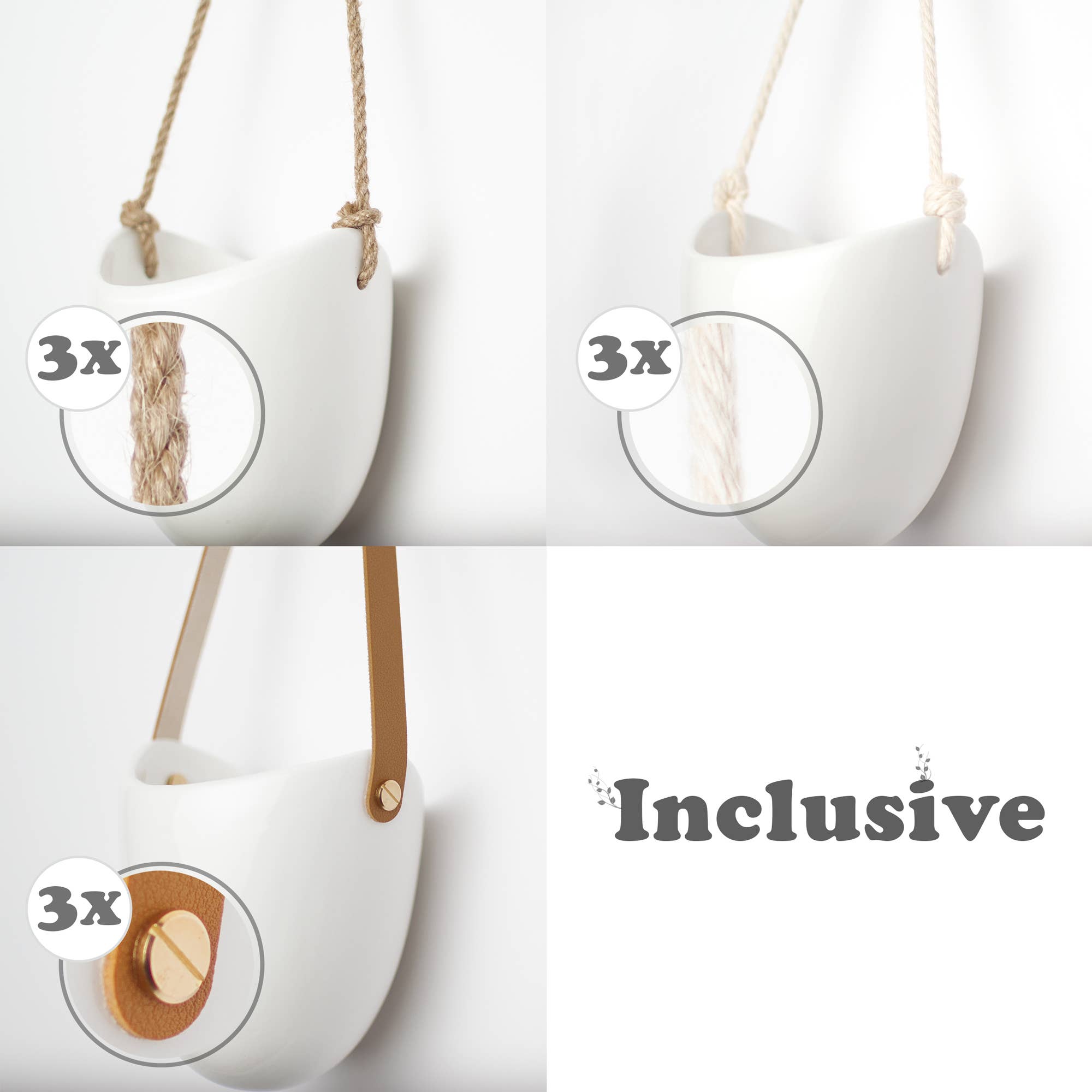 Kazai - Wholesale Hanging Planter - Kazai® wall vases set of 3 white ceramic | shine9