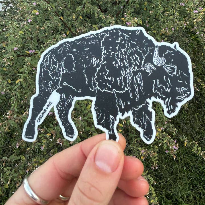 Bison Linocut Sticker for wholesale by Cassava & Rye
