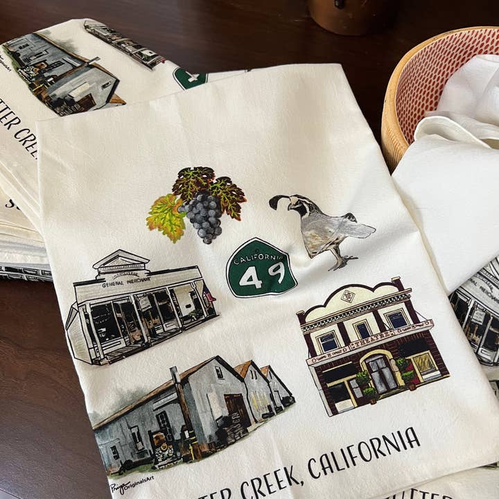 PriyaOriginalsArt - Wholesale Tea Towel - Sutter Creek Flour Sack Tea Towel2