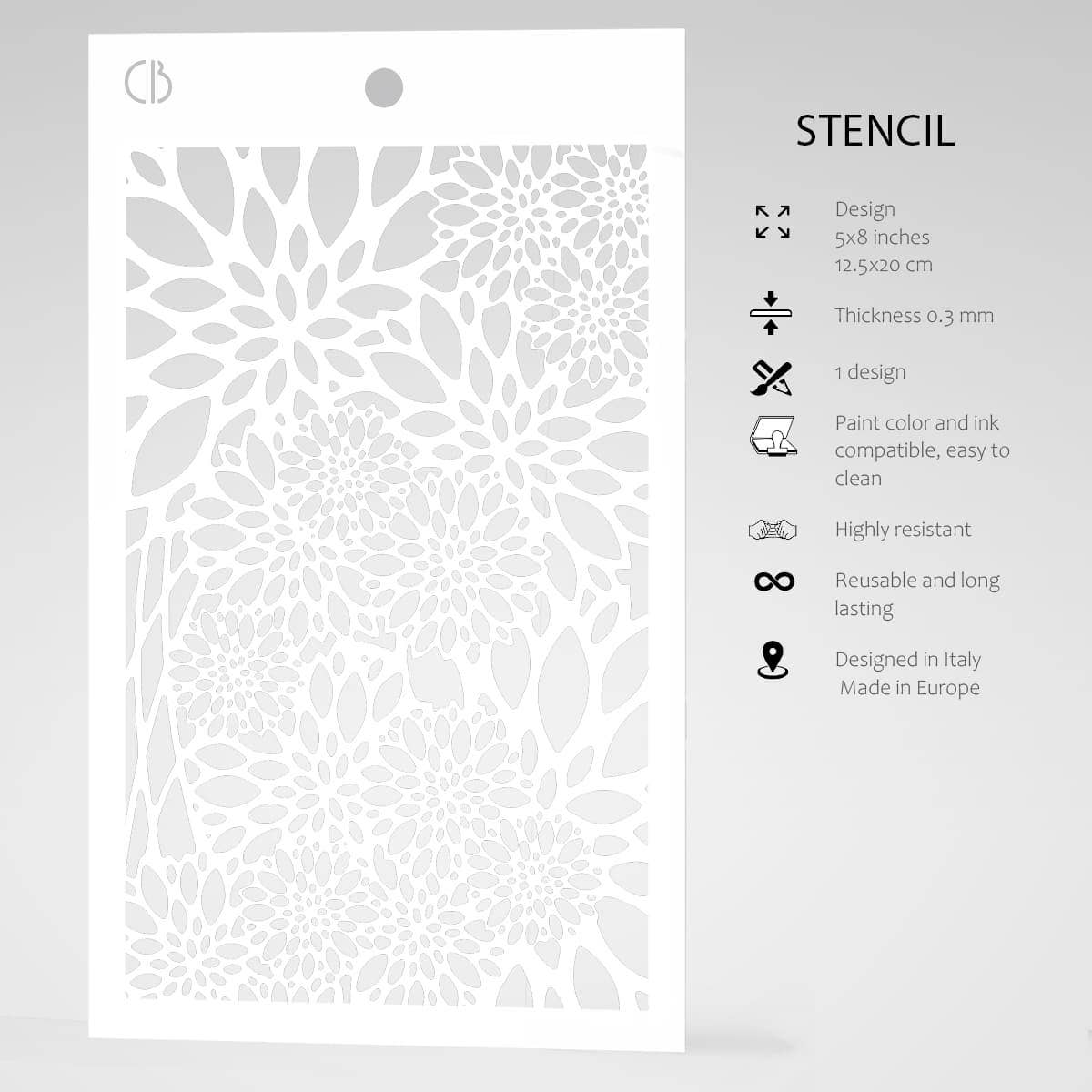 Ecstasy Crafts Distributing – wholesale Stencil/craft die – Ciao Bella Texture Stencil 5"x8" Poinsettia4