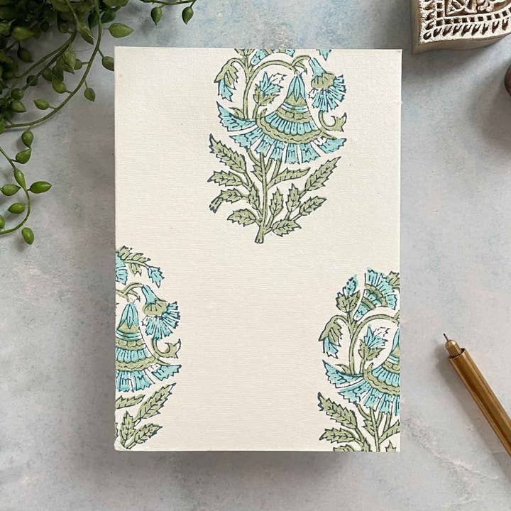 Connie Notebook | Handmade, Block Printed by Hand, Tree Free for wholesale by The Natural Paper Company