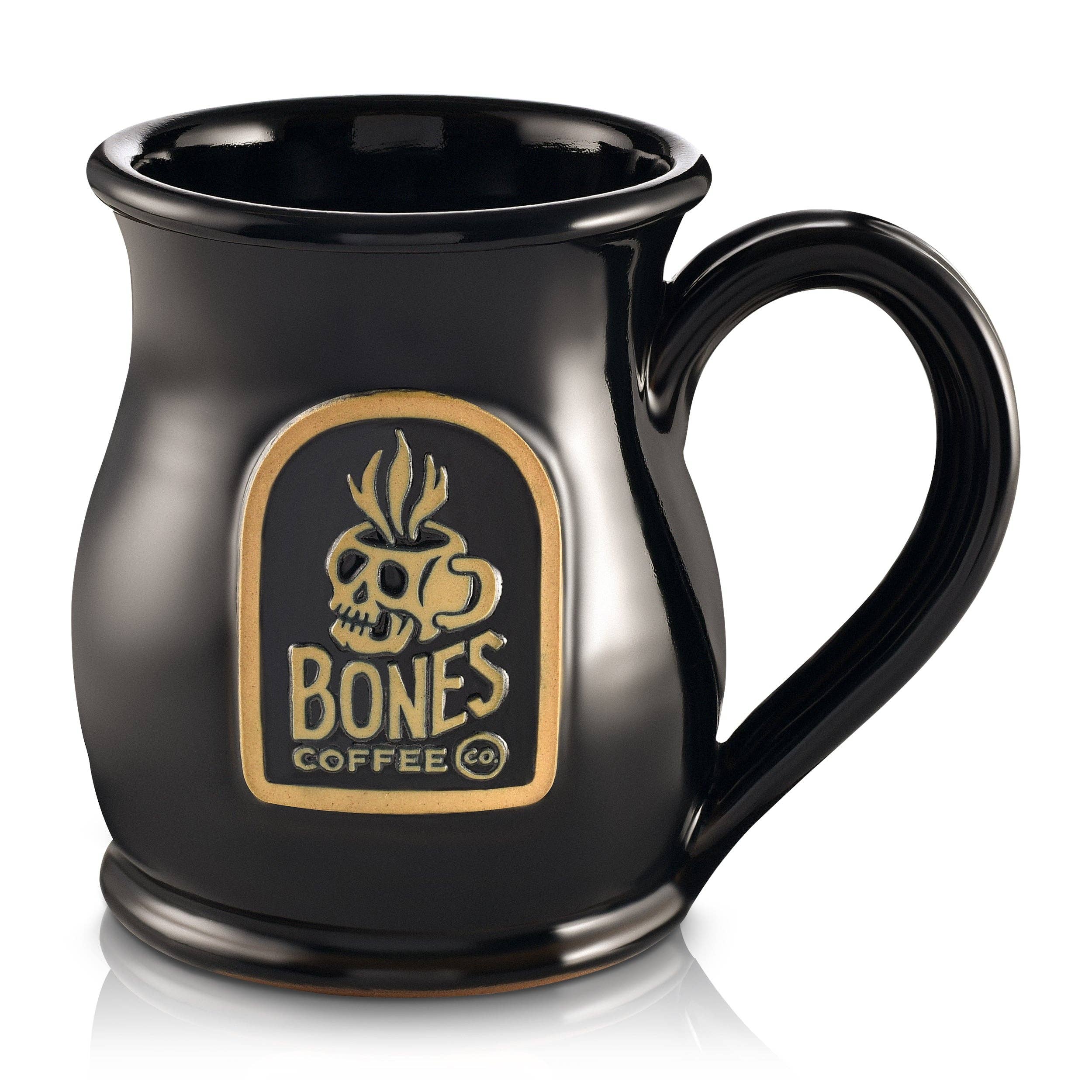 Bones Coffee Company - Venta al por mayor Taza - Taza arrojada a mano con el logotipo de la calavera | Taza de café negra | 14 oz6