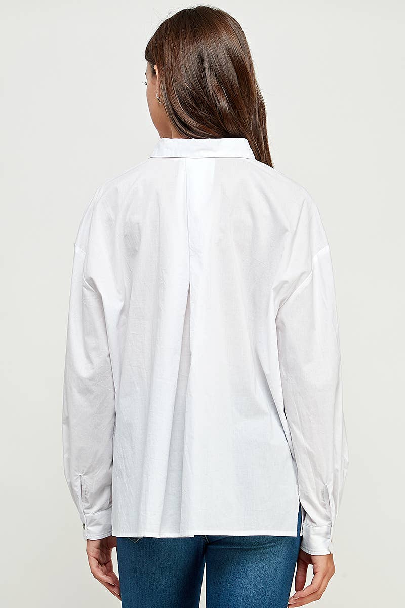 FUN2FUN - Wholesale Button Down Shirt - Women's - POPLIN COTTON BUTTON DOWN POCKET SHIRT12