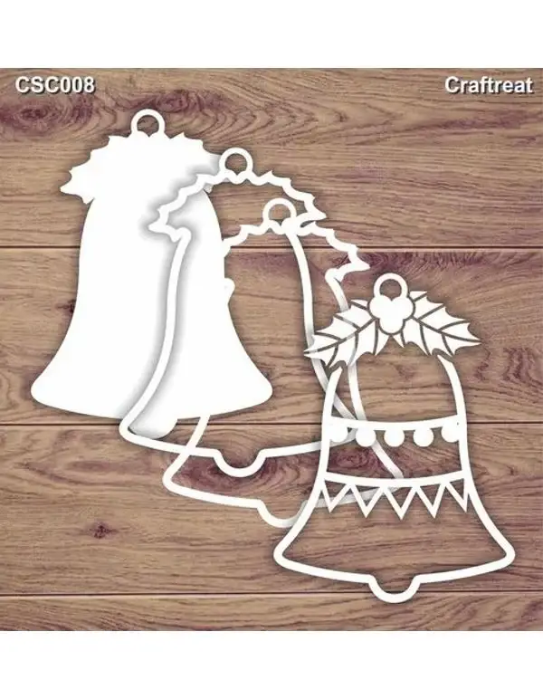CrafTreat - Wholesale Ornament - CrafTreat 3D Shaker Chipboard - Bell2