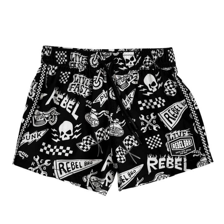 Rebel Bro - Wholesale Swim Shorts - Kids - Hybrid Swim Trunks in Live Fast
