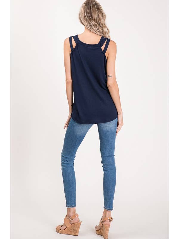 7th Ray - Venta al por mayor Camiseta sin mangas - Mujer - Top de Tirantes con Detalle de Correa en el Hombro de Punto Térmico T239514