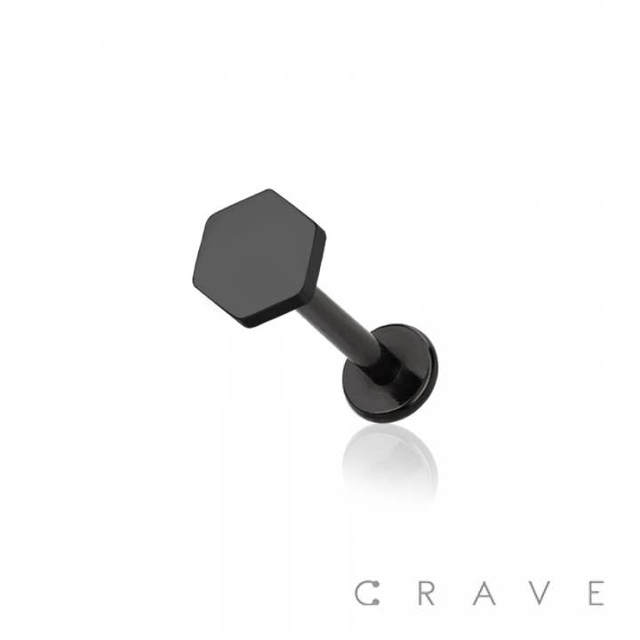 CRAVE BODY JEWELRY - Wholesale Stud/Post Earrings - HEXAGON TOP 316L SS LABRET/MONROE/CARTILAGE STUDS
