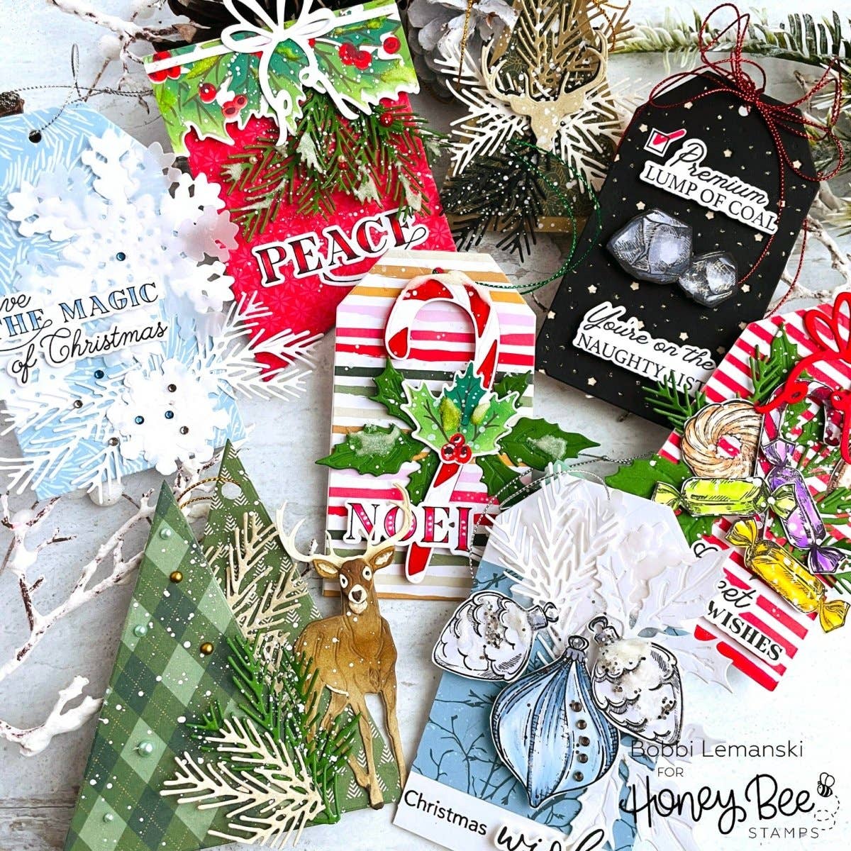 Honey Bee Stamps - Wholesale Christmas Card - Naughty List Vintage Gift Card Box Add-On - 3x4 Photopolymer Stamp Set - Retiring2