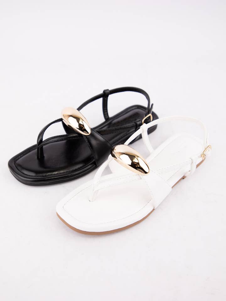 CCOCCI - Wholesale Sandals - Women's - MOESHA GILDED T-STRAP FLAT SANDALS4