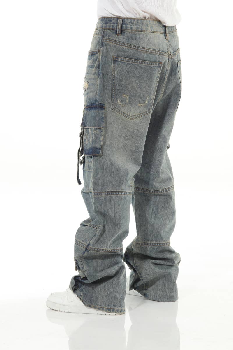 Stylo - Wholesale Jeans - Men's - Khaki Buckled Baggy5