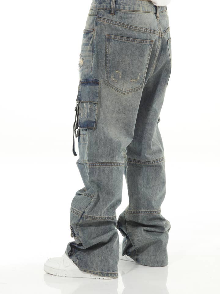 Stylo - Wholesale Jeans - Men's - Khaki Buckled Baggy5