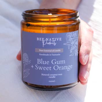 Bee native products - Wholesale Jar/filled candle - Blue gum and sweet orange essential oil candle0