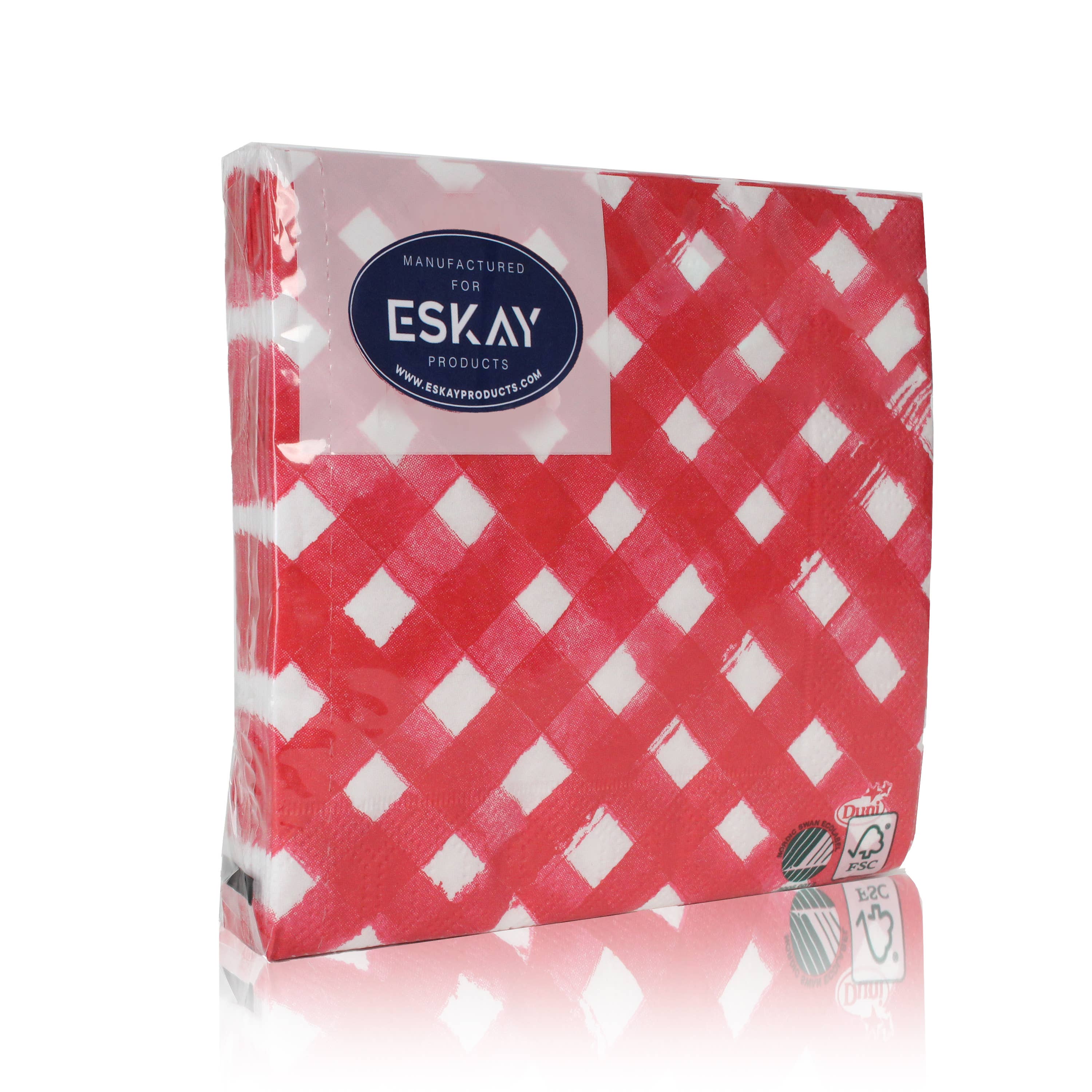 ESKAY Products - Wholesale Disposable Napkin - Red Checks Paper Cocktail Beverage Napkins | 20 Count0