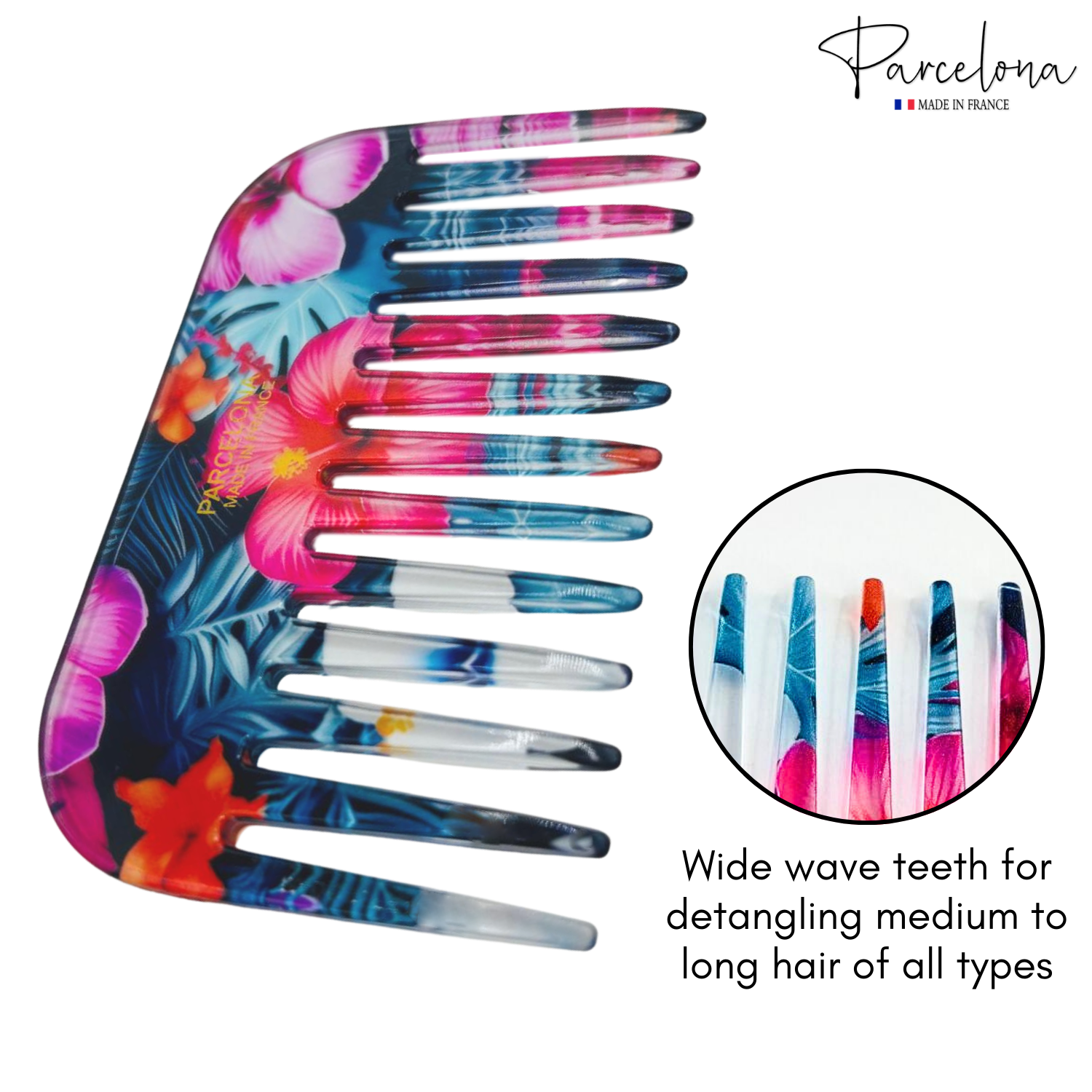 Parcelona - Wholesale Hair Brush/Comb - Parcelona Wide Tooth Comb Tropical Toucan Floral Print Comb for Thick Curly Hair55