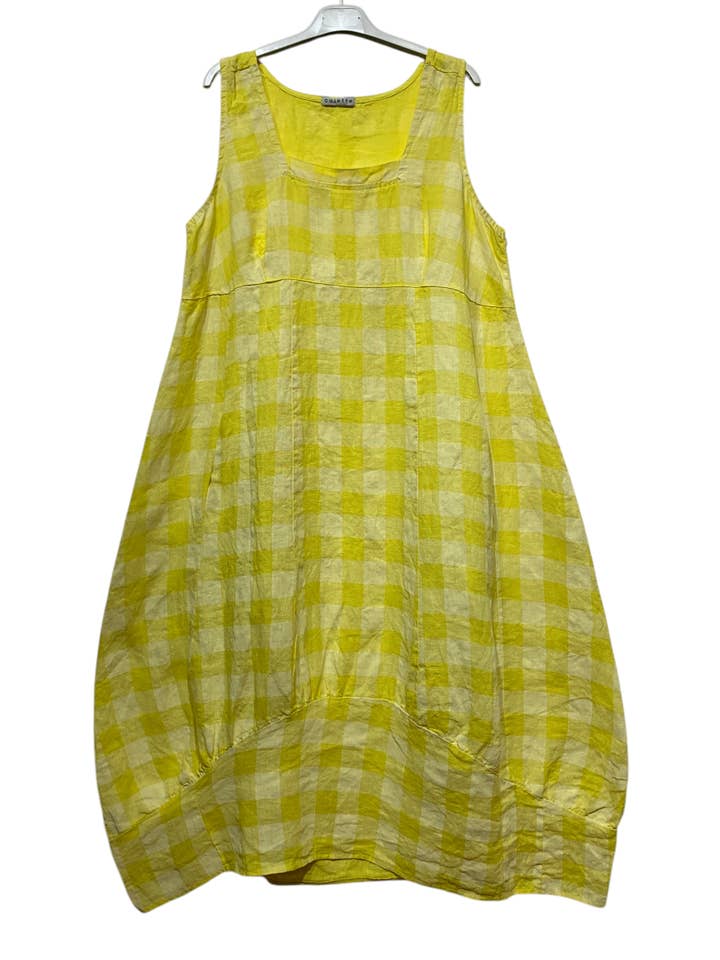 LINEN & COTTON HOUSE - Wholesale Dress β Women's - LINEN DRESS WITH POCKETS, GINGHAM CHECK PATTERN 3224
