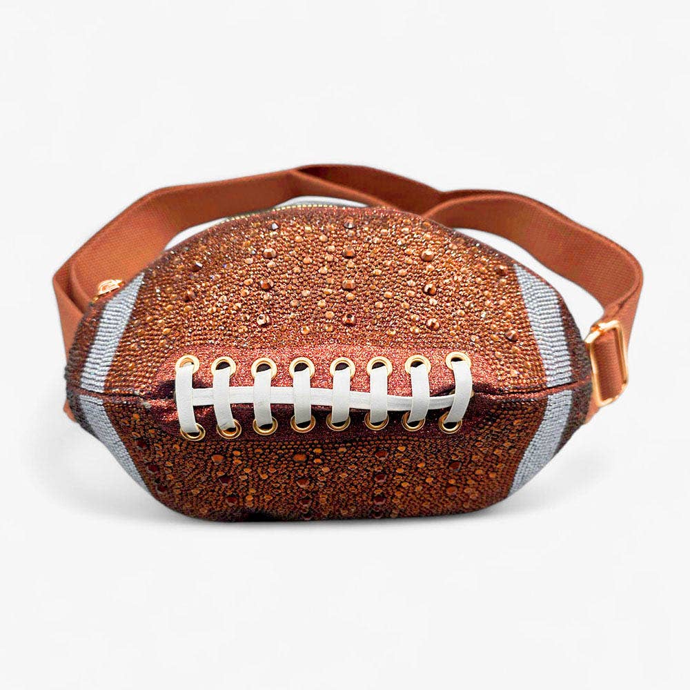 Sensibling Corp. - Wholesale Belt Bag - Women's - Bling Studded Game Day Football Shape Fanny Pack / Sling Bag1
