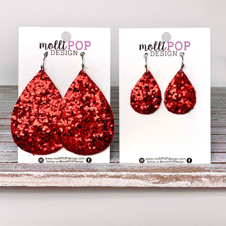 Red Sparkle Teardrops for wholesale by molliPOP Design