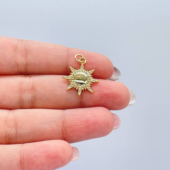 Milie - Vendita all'ingrosso Ciondolo/pendente - Ciondolo Sole 18k GF con Raggi Pavé Bianchi2