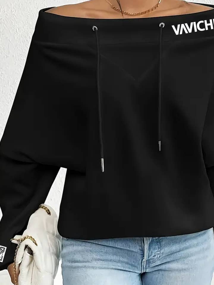 VaVichi Queens Off Shoulder Sweatshirt for wholesale by VaVichi Clothiers