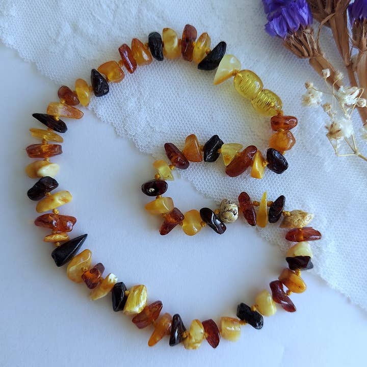 Amber Auksas - Wholesale Beaded/Pearl Necklace - Gorgeous Multi Color Baltic Amber Necklace w Tag Cert ♥️ GIA