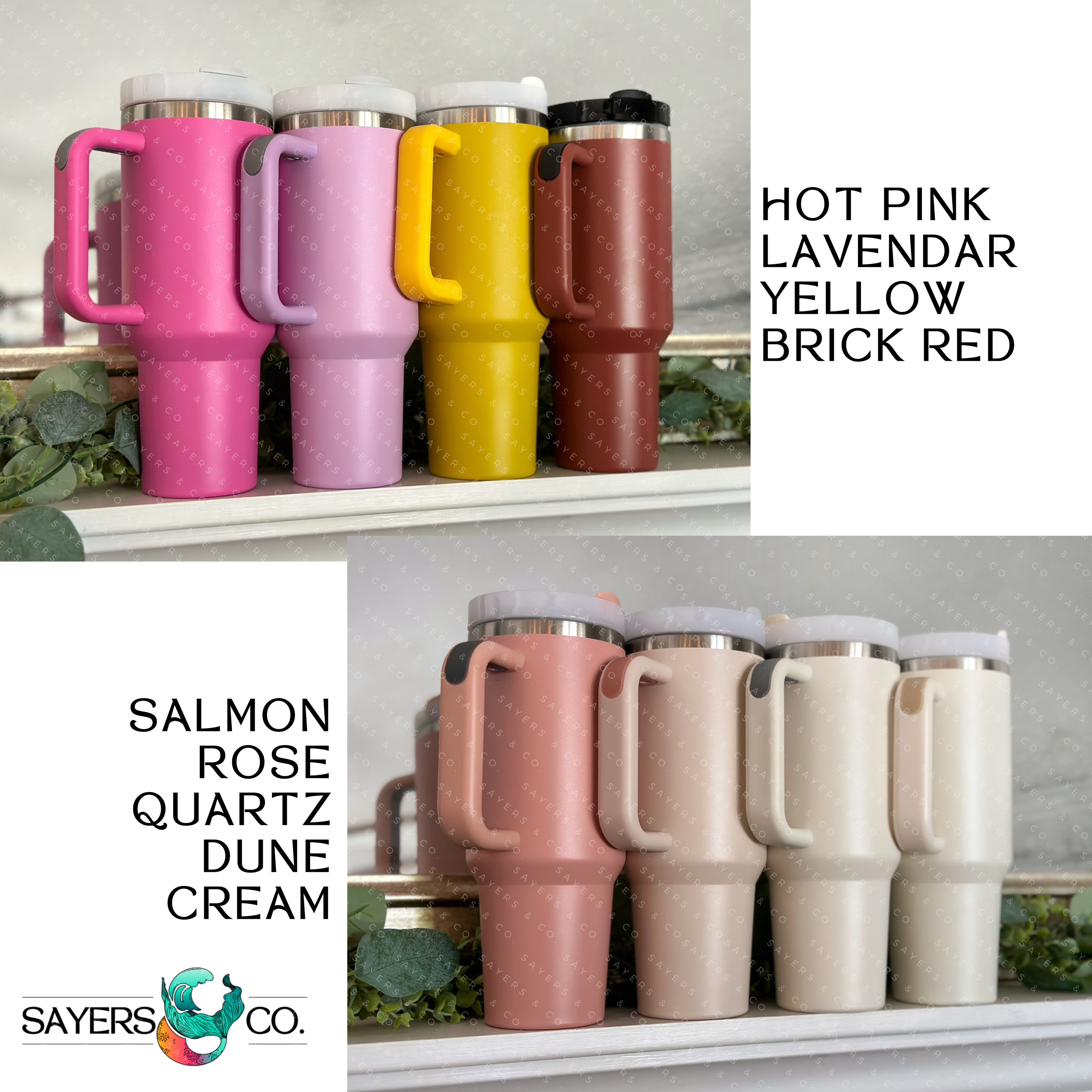 Sayers & Co. - Wholesale Insulated Mug/Tumbler - CUSTOM DECAL LOGO- 40 oz Double Walled Screw Matte Tumbler2