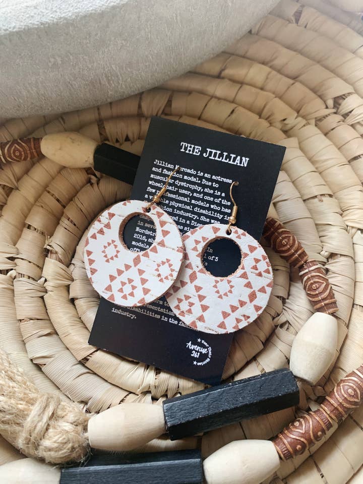 Cinnamon Azteca Circle Nickel Free Cork Statement Earrings for wholesale by Avenue261