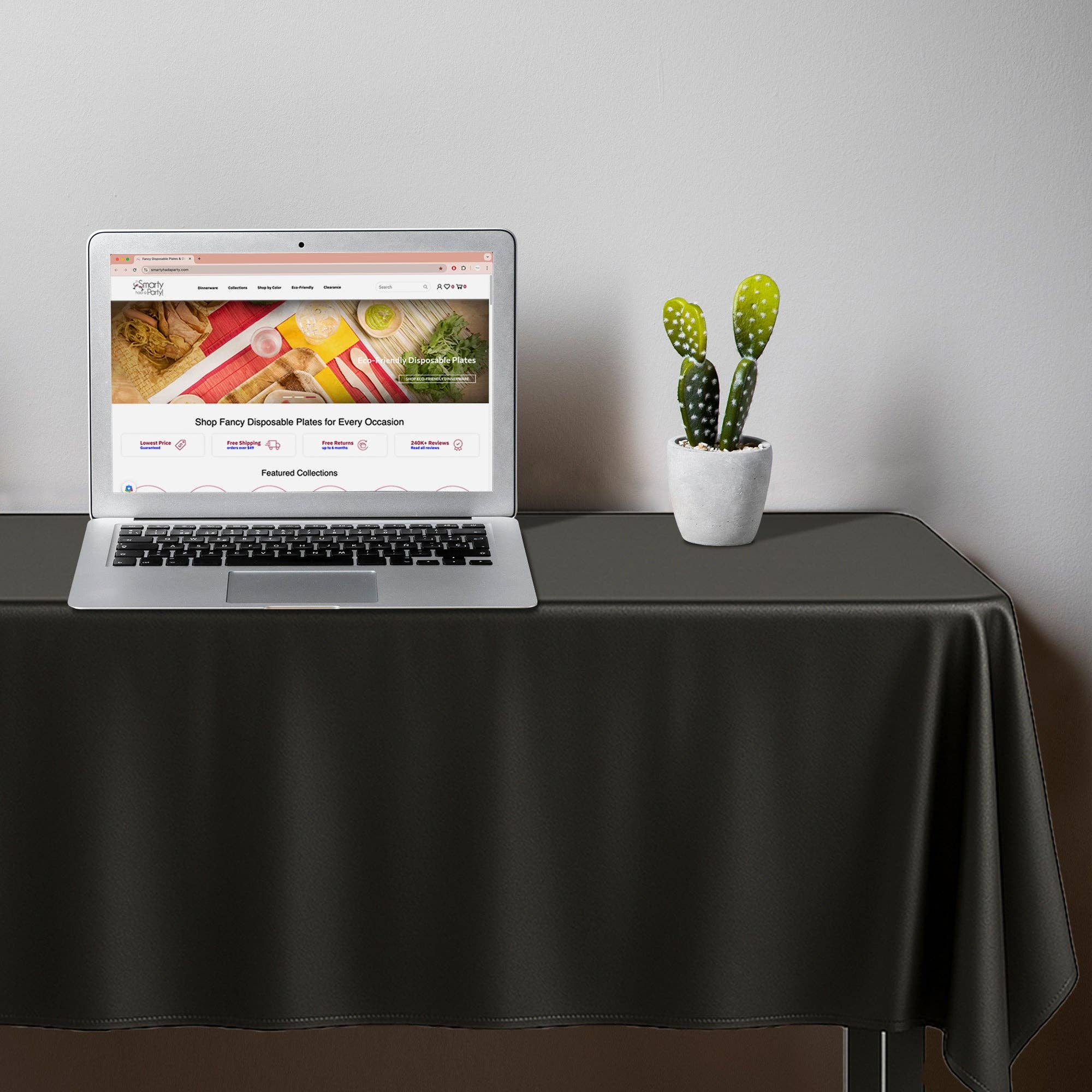 Smarty had a Party - Wholesale Disposable Table Cover/Runner - 54" x 108" Black Rectangular Plastic Tablecloth - 1 pc7