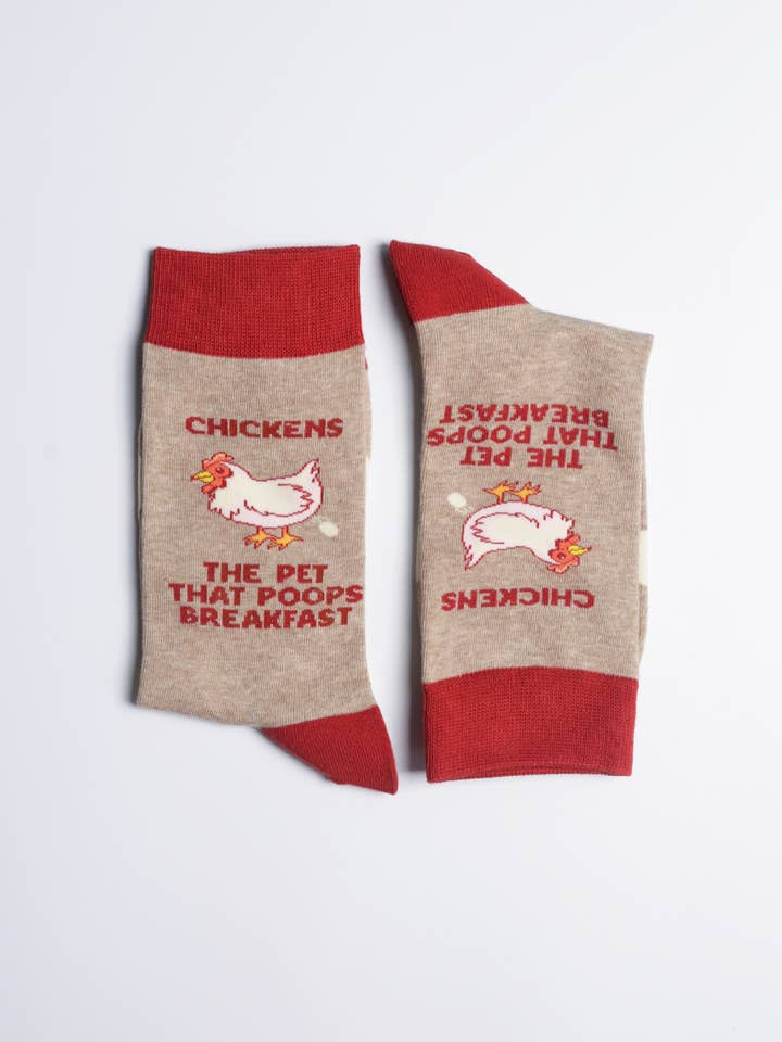 Just Fun Socks - Wholesale Socks - Women's - Women's Chickens The Pet That Poops Breakfast Crew Socks1