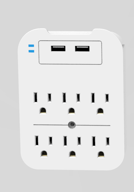 LAX Gadgets - Wholesale Portable Charger - Charge Surge Protector, 6 Outlets/2 USB Ports - Retail Pack1