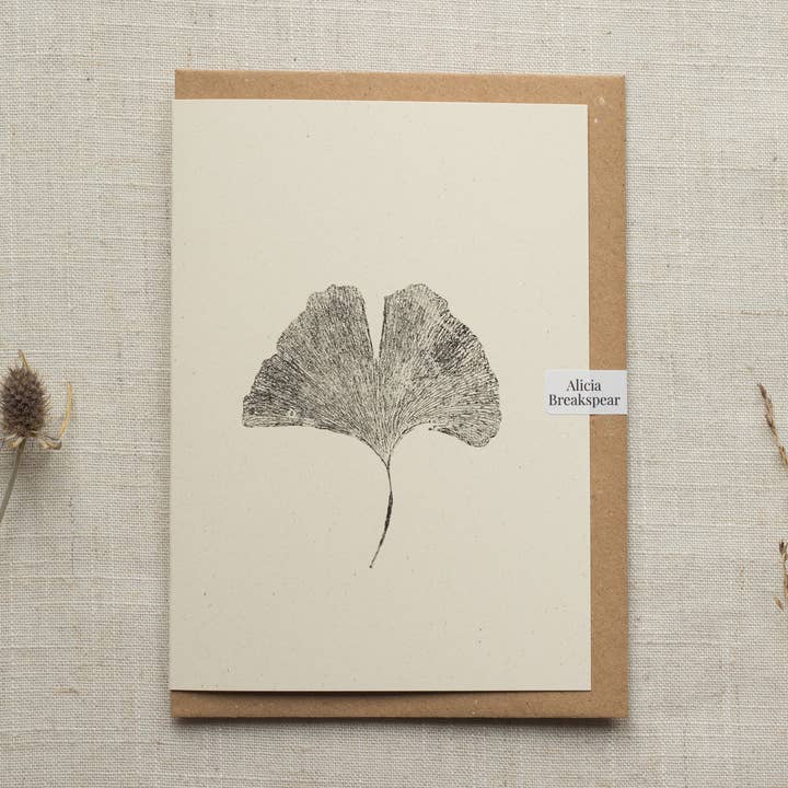 Alicia Breakspear – wholesale Everyday greeting card – Ginkgo Leaf Greeting Card A6 Recycled Card 0