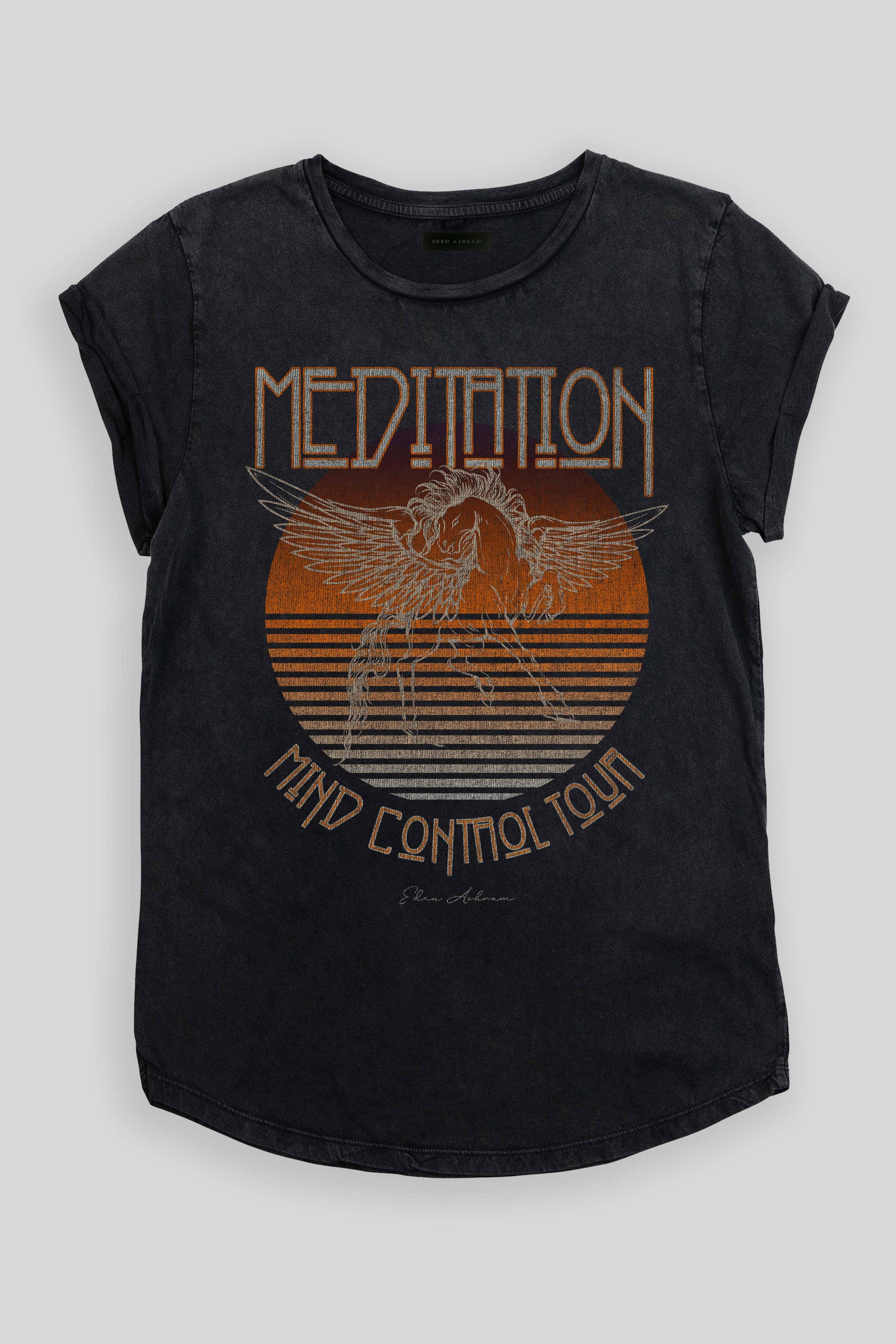 Eden Ashram - Wholesale Screen Printed T-Shirt - Women's - Meditation Rock Premium Rolled Sleeve T-Shirt2