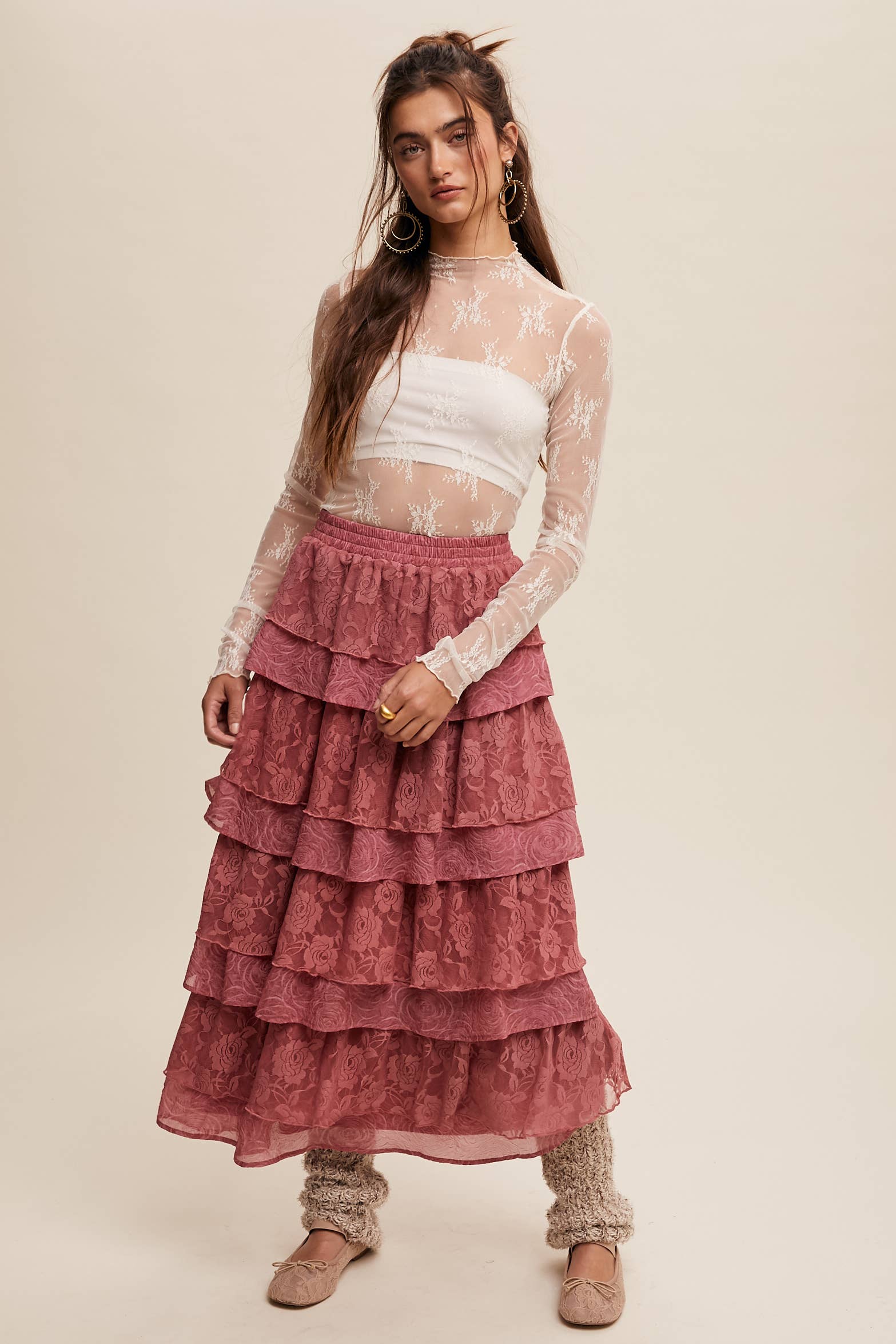 Listicle - Wholesale Blouse - Women's - Sheer Lace Long-Sleeve Top61