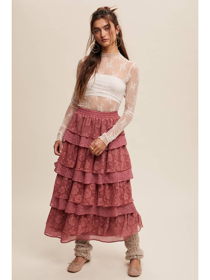 Listicle - Wholesale Blouse - Women's - Sheer Lace Long-Sleeve Top61