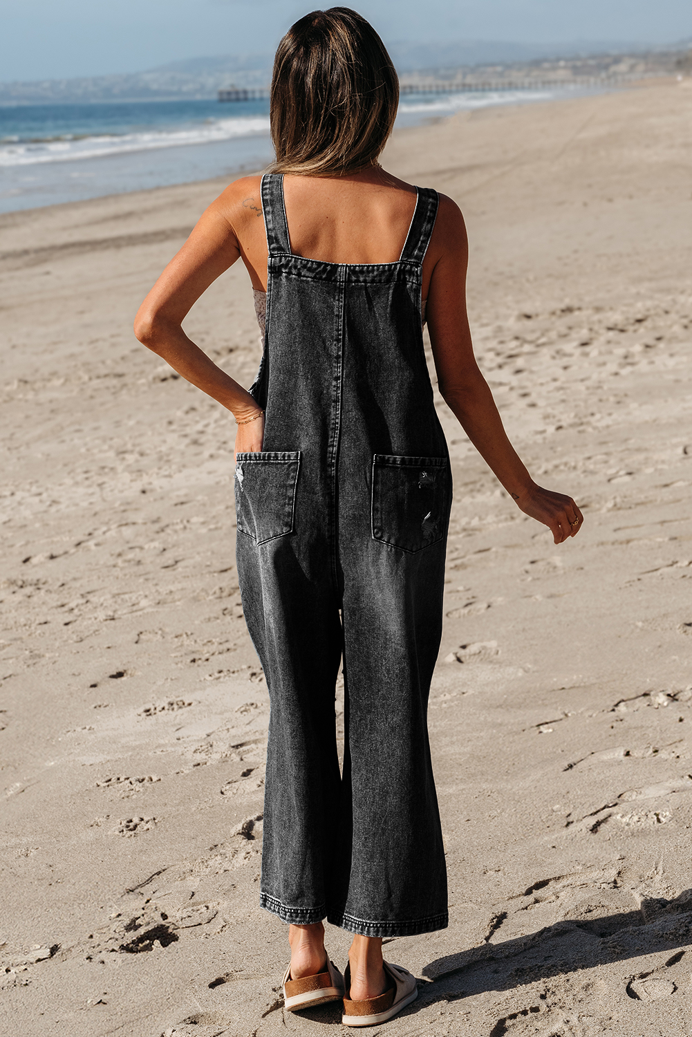 LALA LOO - Wholesale Overalls - Women's - Denim Bib Pocket Wide Leg Overall10