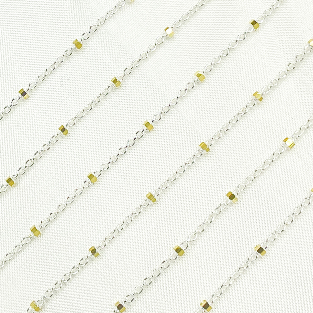 Jewels & Chains - Wholesale Link & Chain Necklace - Z36GS2. 925 Sterling Silver Satellite Gold Plated Cube Chain2