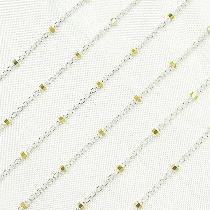 Jewels & Chains - Wholesale Link & Chain Necklace - Z36GS2. 925 Sterling Silver Satellite Gold Plated Cube Chain2