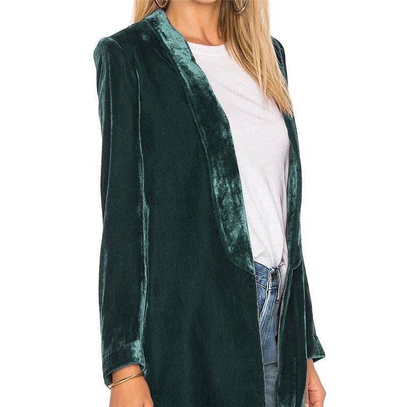 Sheer Trend - Wholesale Blazer - Dames - Effen Kleur Minimalistische Fluwelen Blazers3
