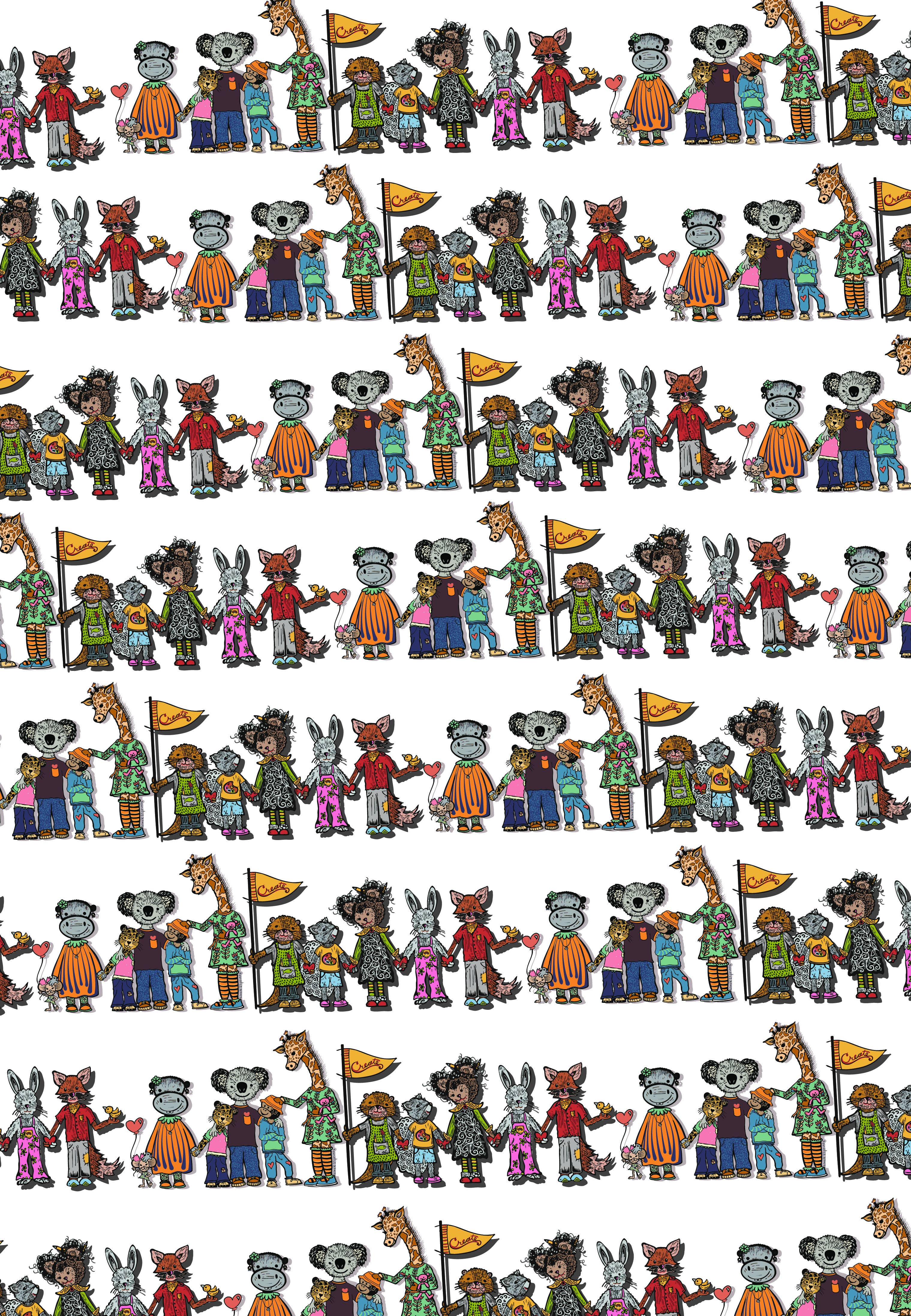 Block21Prints - Wholesale Wrapping Paper Roll - Animal Community Wrapping Paper – 2 Sheets, Gift Wrap3