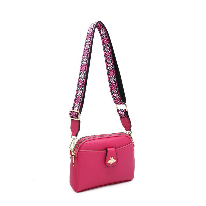 Papaya Fashion Ltd - Wholesale Crossbody bag – Women's - B23002 Bee Cross Body Handbag with double zip top sections16