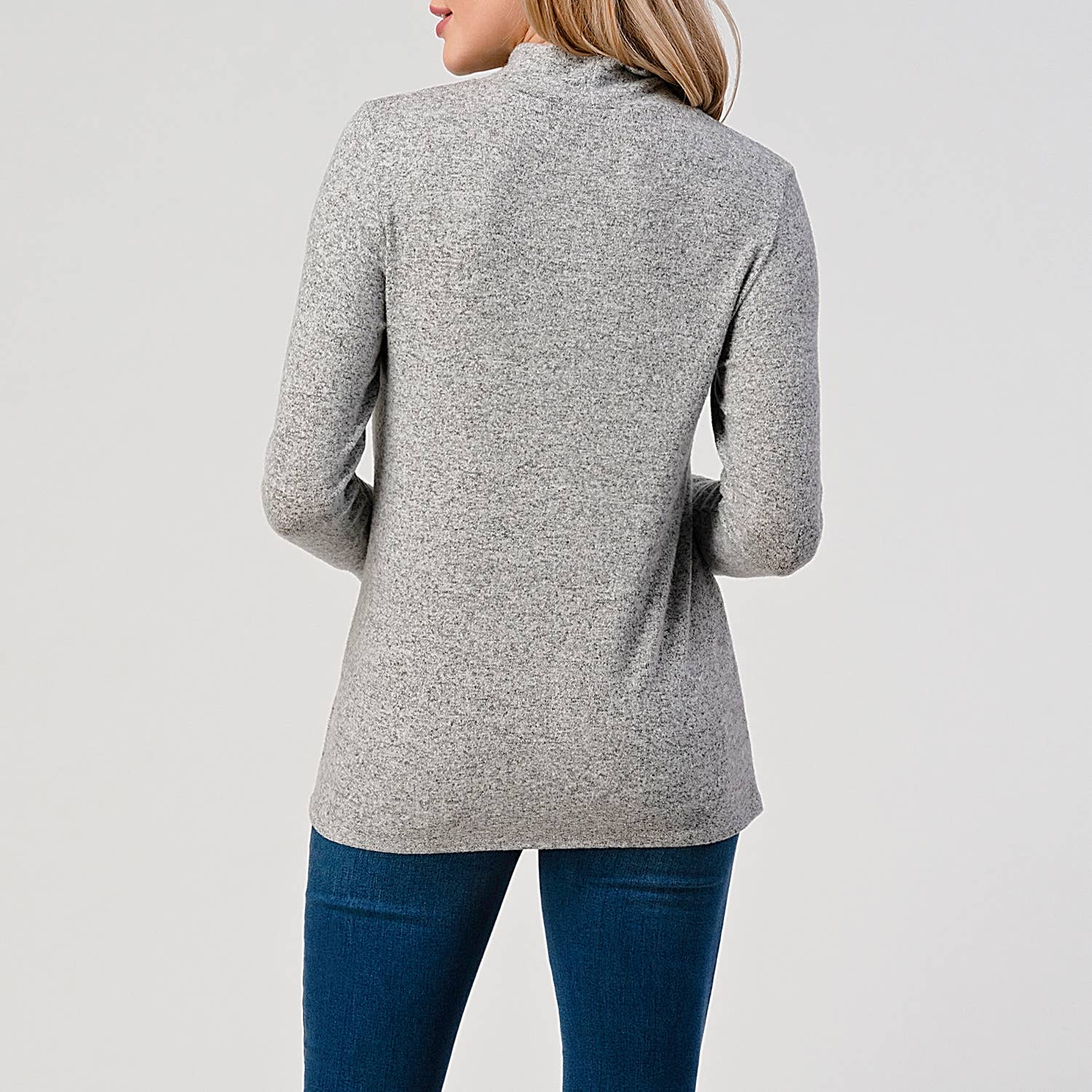 Heimious - Wholesale Knit Top - Women's - Mock Neck L-Sleeve Relaxed Fit Brushed Knit Top, T54814