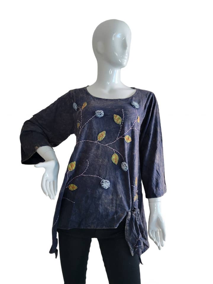 Camicia larga in cotone SLS1279 con tasca appesa blu scuro per la vendita all'ingrosso da parte di Evergreen Guardian Imports