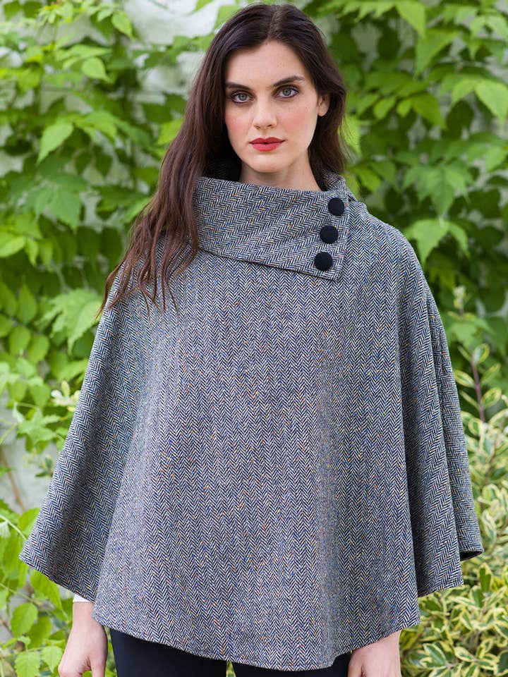 Ladies Ponchos - 100% Woven Wool Tweed - Made in Ireland for wholesale by Bronte Moon
