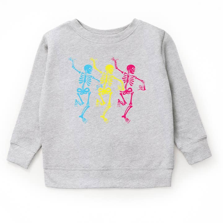 Tre skeletter danser neon - Ungdoms grafisk sweatshirt og småbørns grafisk sweatshirt for engroshandel hos The Juniper Shop Wholesale