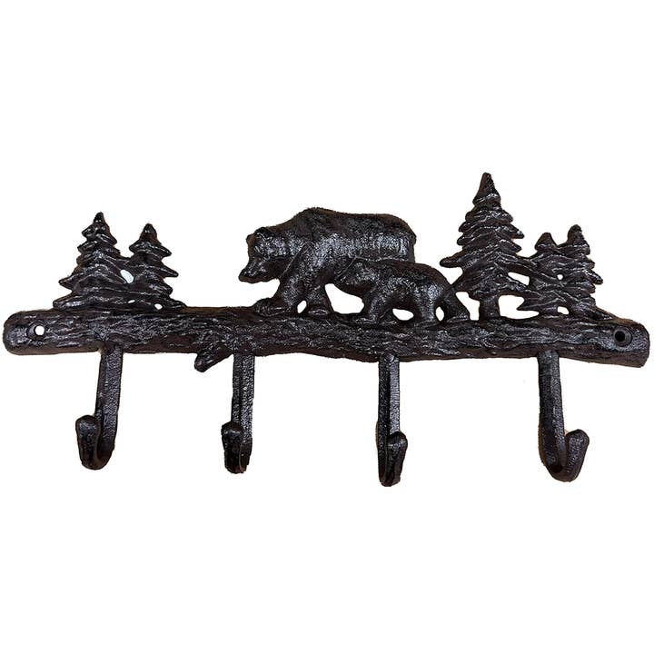 Texas Toy Distribution - Wholesale Wall Accent - Black Bears Cast Iron Wall Hanger Outdoor Home Decor