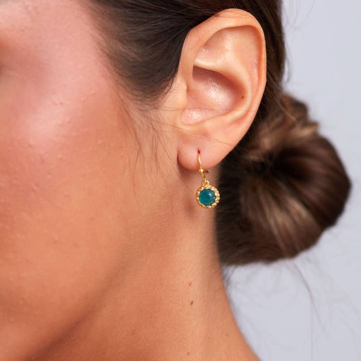 Schmuckoo Berlin - Wholesale Dangle Earrings - Dove Earring Gold Plated - Neon Blue Jade2